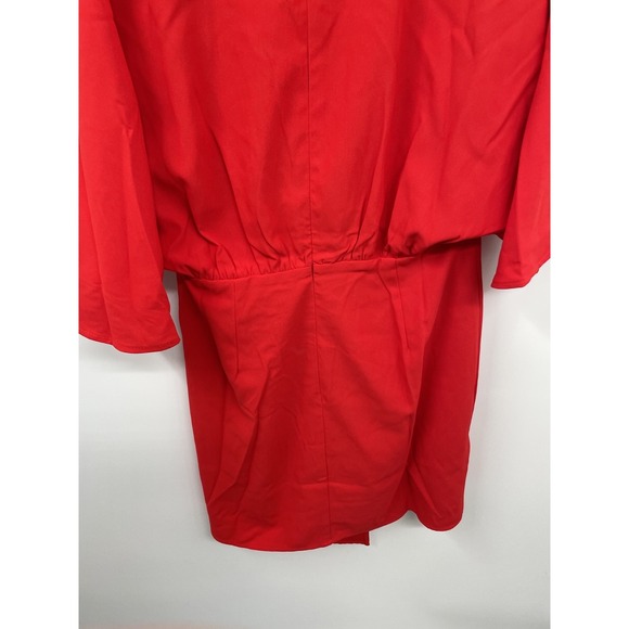 Vici Porticia Mini Dress Women's Medium Red V-Neck Draped Front Kimono Sleeve - Picture 6 of 12